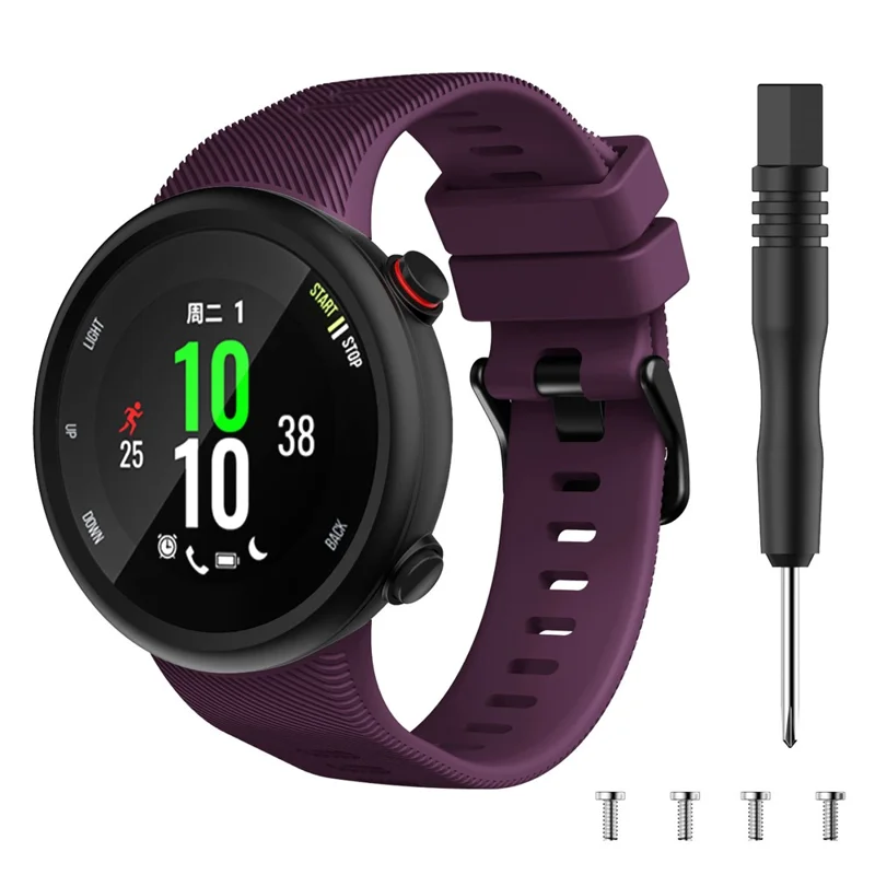 Silicone Wrist Strap with Black Buckle for Garmin Forerunner 45S - Purple