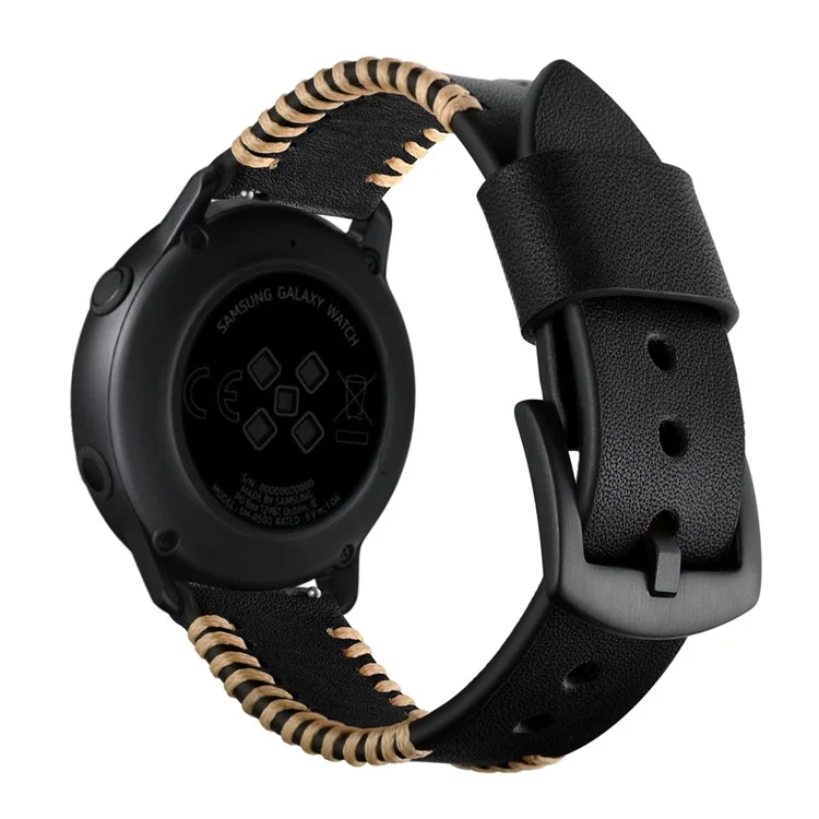 Substituição da Banda de Relógio de Couro Genuíno de 20 mm Para Samsung Galaxy Watch4 Classic 46mm 42mm/Galaxy Watch4 44mm 40mm/Galaxy Watch Active 2/1 - Preto