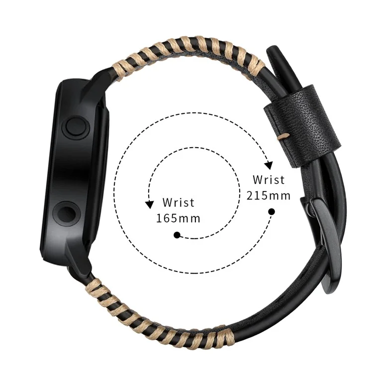 Substituição da Banda de Relógio de Couro Genuíno de 20 mm Para Samsung Galaxy Watch4 Classic 46mm 42mm/Galaxy Watch4 44mm 40mm/Galaxy Watch Active 2/1 - Preto