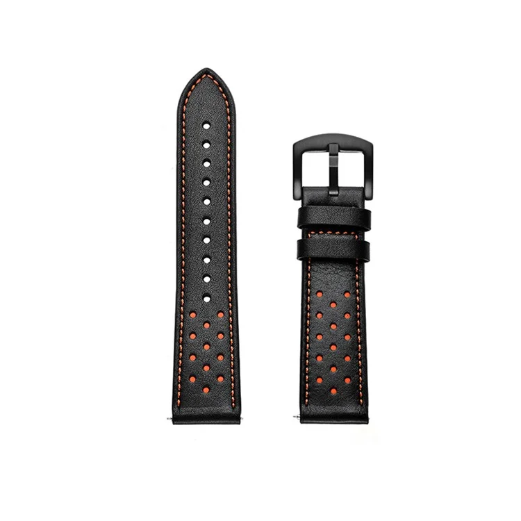 Para Huawei Watch GT 2/1 com Buracos Couro Genuíno de Vaca Banda de Relógio 22mm - Preto