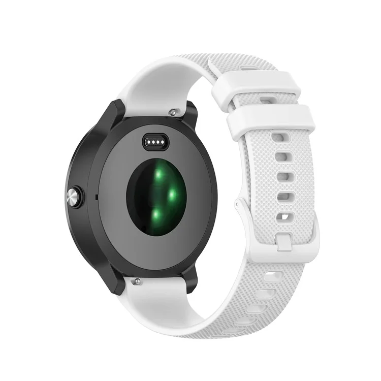 20mm Silicone Watchband Strap for Samsung Galaxy Watch 5 Watch4 / Garmin Forerunner 570 42mm Grid Texture Smart Watch Band Replacement - White
