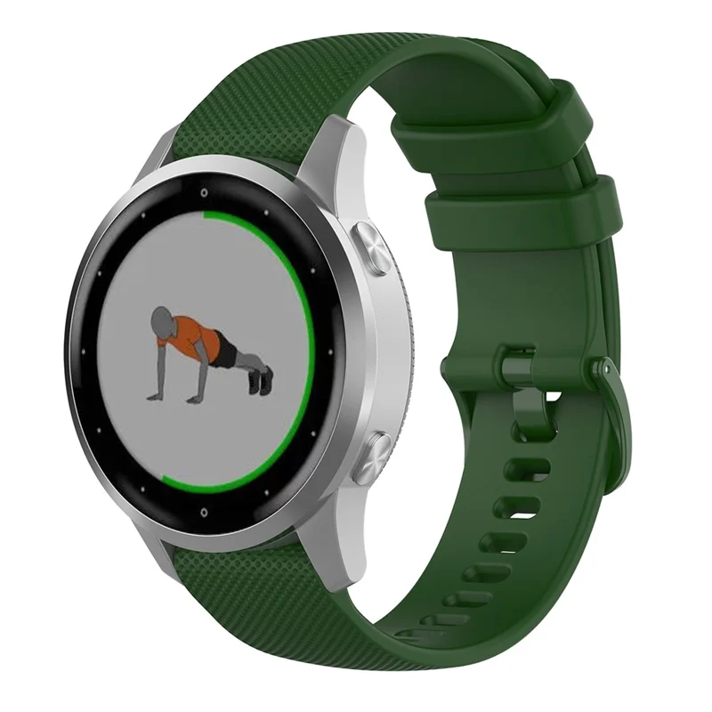 18mm Grid Texture Silicone Watch Band 18mm for Garmin Venu 4 41mm / vivomove 3S / vivoactive 4S / Forerunner 255S - Army Green