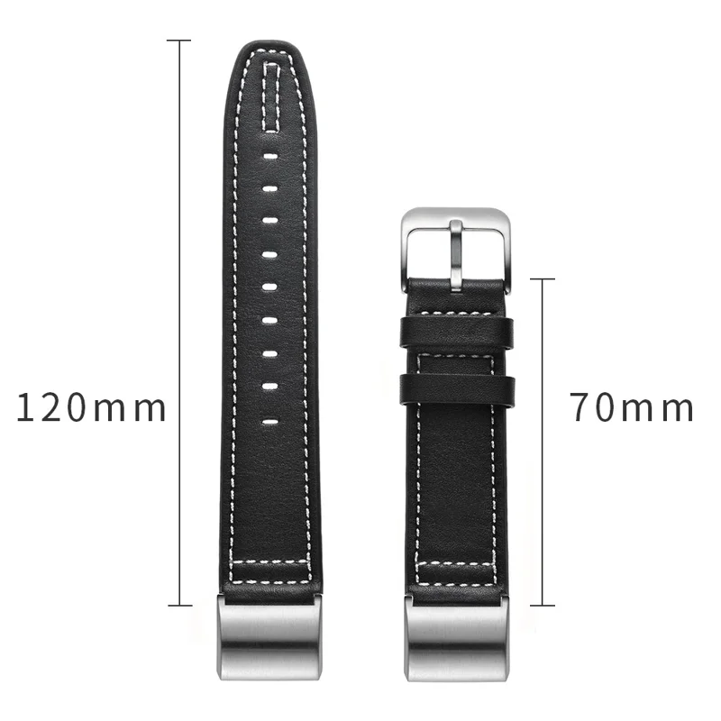 Genuine Leather Coated Watch Band for Fitbit Charge 2 - Black