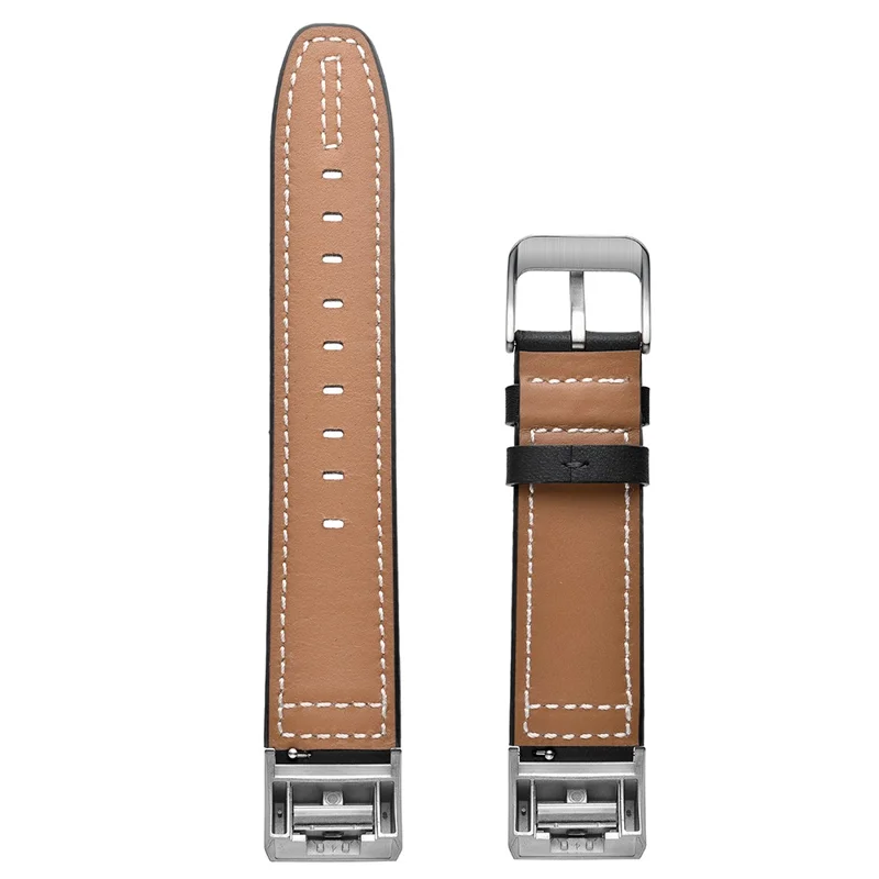 Genuine Leather Coated Watch Band for Fitbit Charge 2 - Black