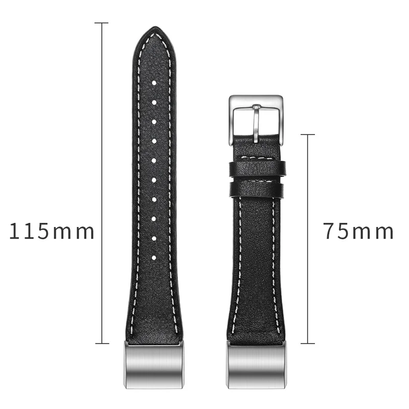 Genuine Leather Coated Smart Watch Band for Fitbit Charge 2 - Black