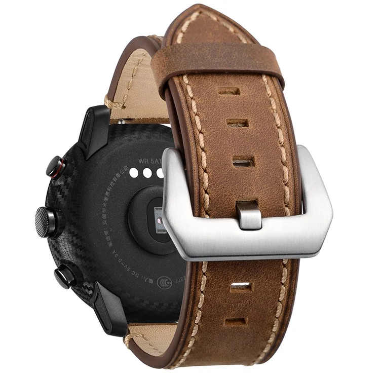 Genuine Leather Smart Watch Band For Huami Amazfit Watch 2/1 22mm - Brown