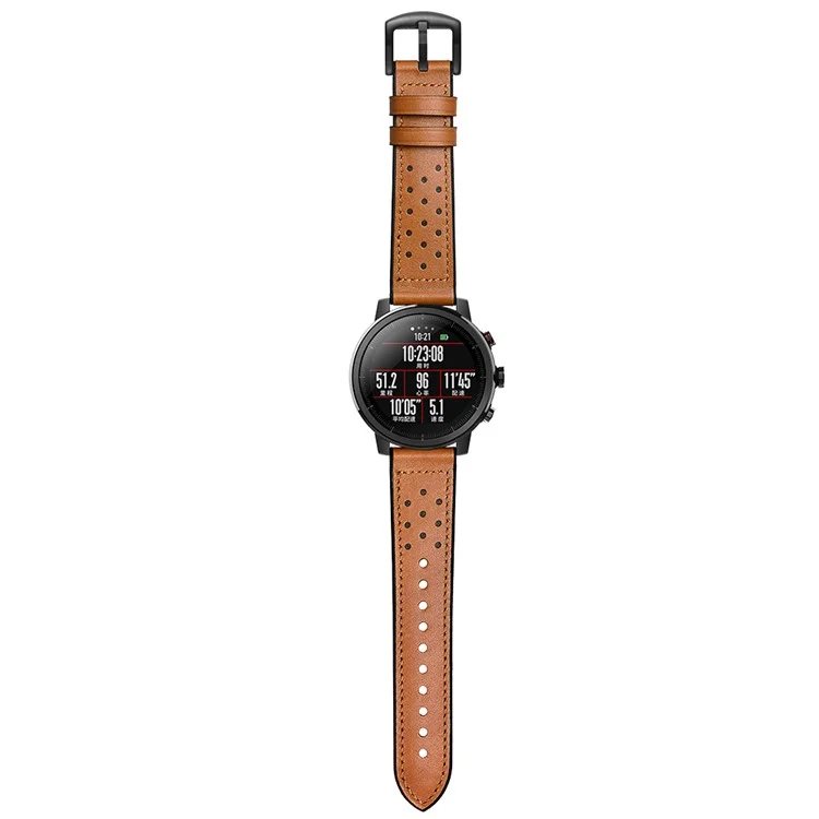 Pour Huami Amazfit Watch 2 Avec Trous Silicone Surface Sawhide Smart Watch Band - Marron