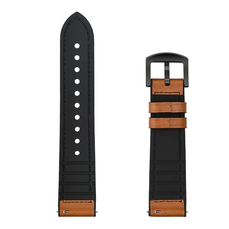 Pour Huami Amazfit Watch 2 Avec Trous Silicone Surface Sawhide Smart Watch Band - Marron