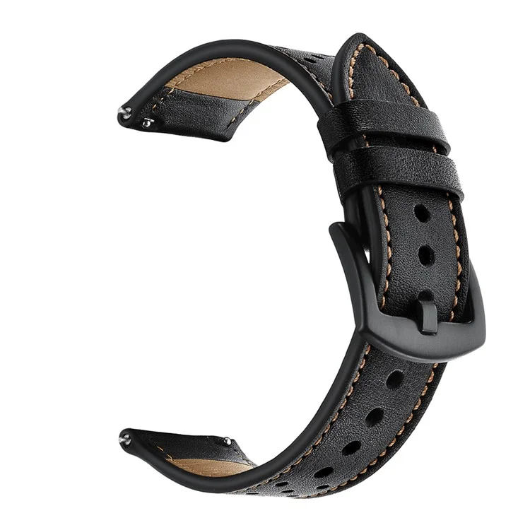 Genuine Leather Strap Replacement Watch Band 22mm for Huawei Watch GT 2 46mm - Black