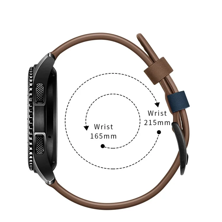 22mm De Couro Genuíno Revestido De Relógio Inteligente Alça De Substituição Para Huami Relógio Moto 360 / Samsung Gear S3 Frontier / S3 Classic - Castanho