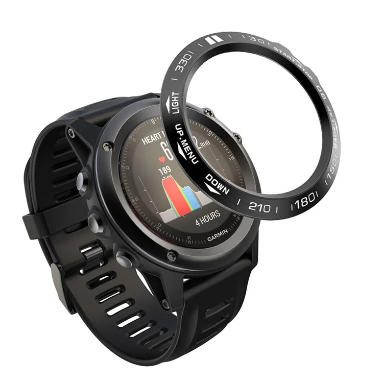 Bague de lunette en acier inoxydable Couvercle adhésif (type B) pour Garmin Fenix 3/Fenix 3 HR - Fond noir / Caractères blancs