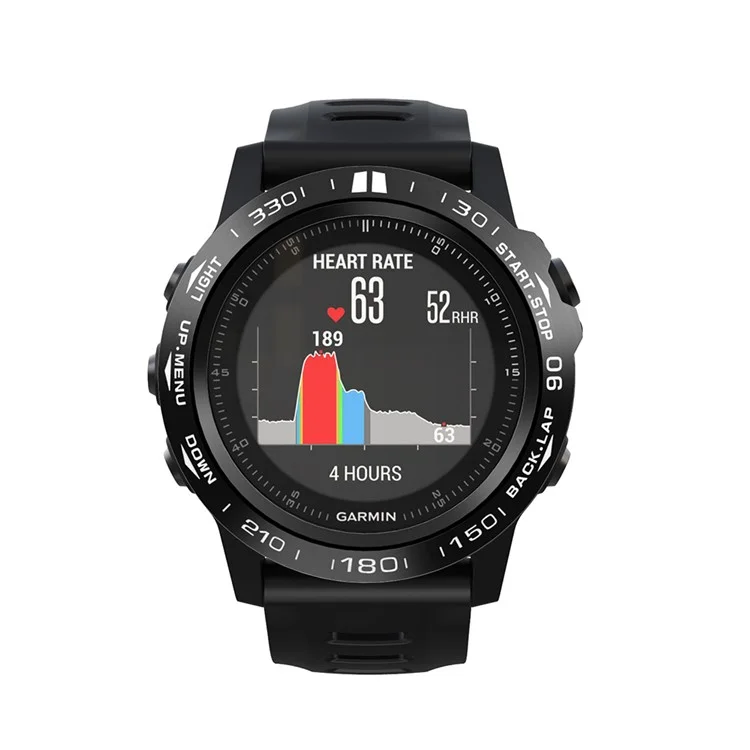 Bague de lunette en acier inoxydable Couvercle adhésif (type B) pour Garmin Fenix 3/Fenix 3 HR - Fond noir / Caractères blancs