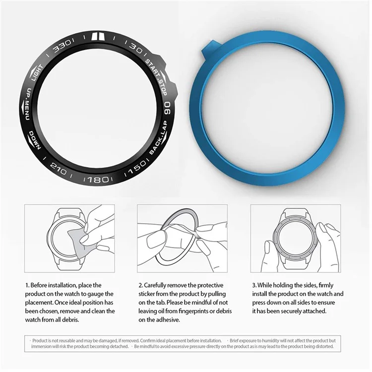 Watch Bezel Ring Stainless Steel Adhesive Cover (B Type) for Garmin Fenix 3/Fenix 3 HR - Black Background / White Characters