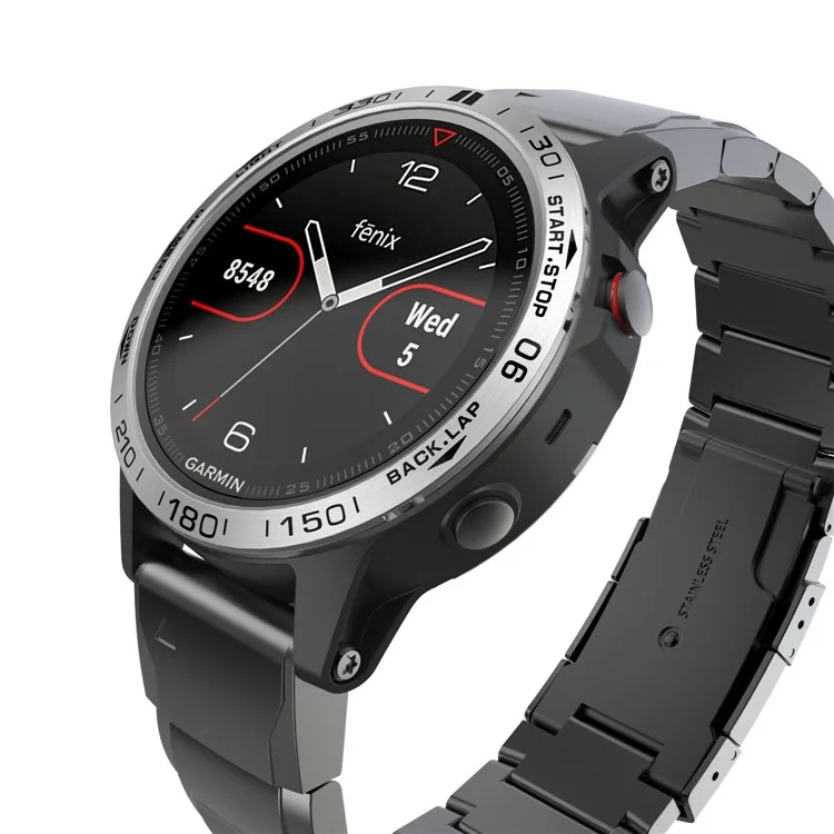Stainless Steel Watch Bezel (Type B) Replacement for Garmin Fenix 5 - Silver/Black