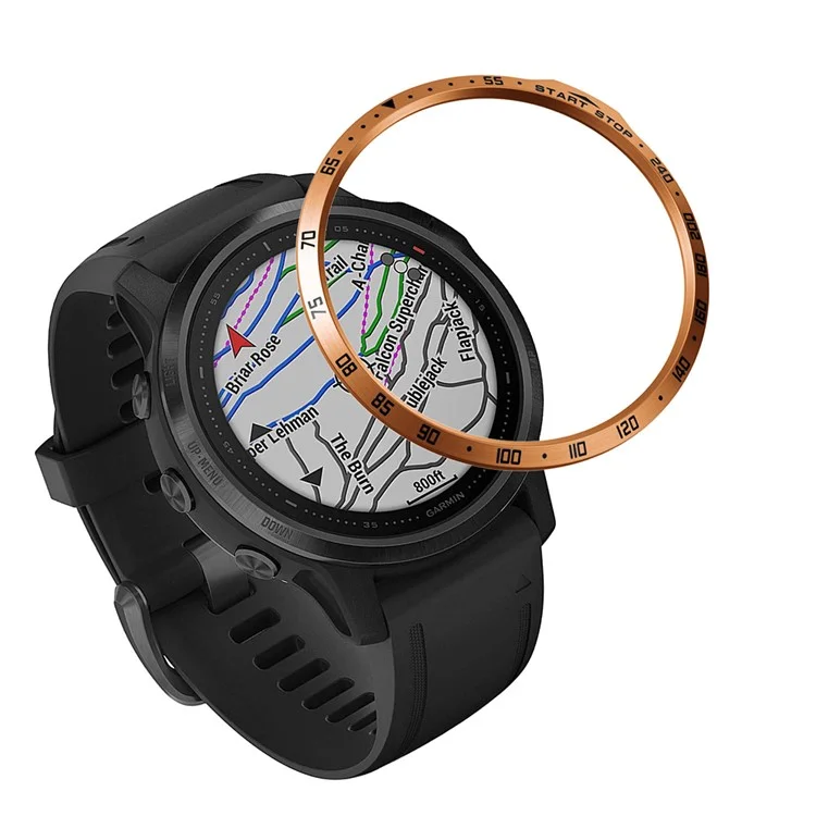Numbers Pattern Stainless Steel Watch Bezel (Type A) for Garmin Fenix 6S/6s Pro/6s Sapphire - Rose Gold/Black