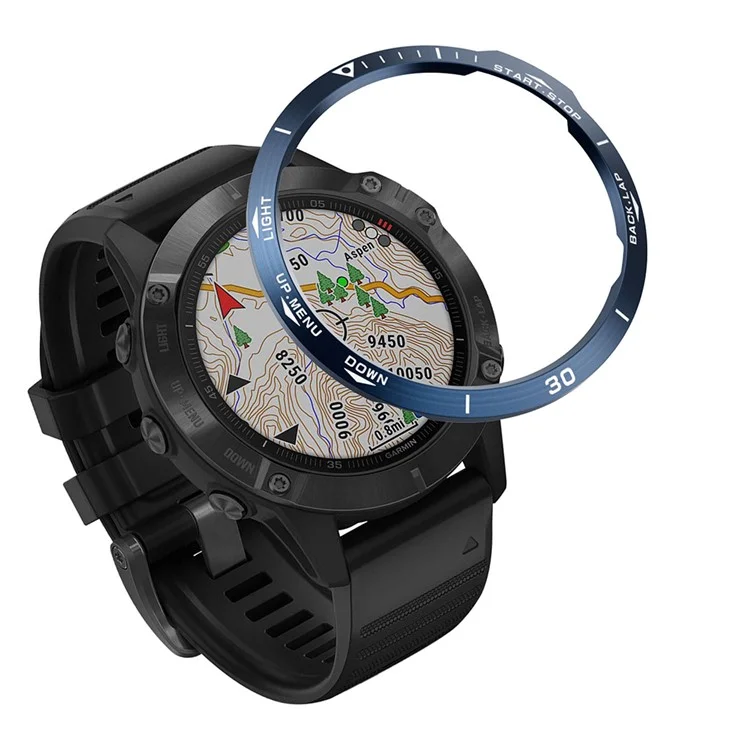 Stainless Steel Replacement Watch Bezel (Type B) for Garmin Fenix 6/6 Pro/ 6 Sapphire - Blue/White