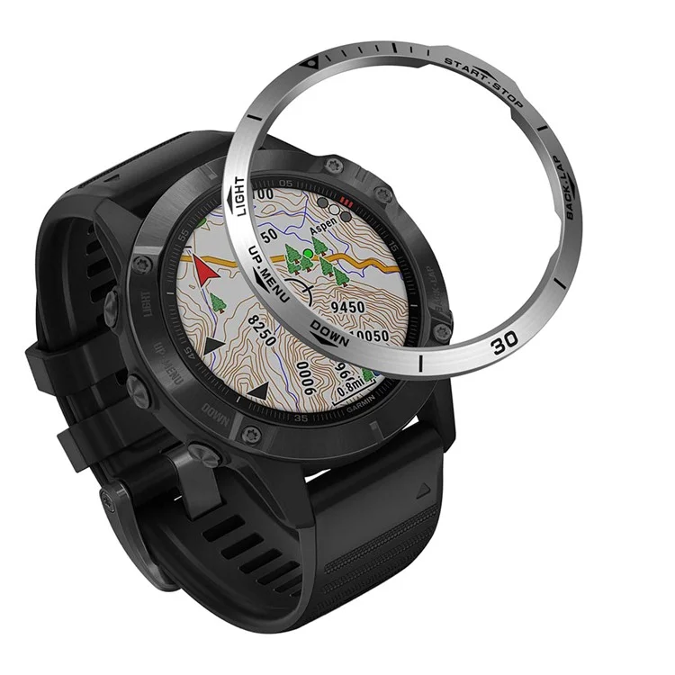 Stainless Steel Replacement Watch Bezel (Type B) for Garmin Fenix 6/6 Pro/ 6 Sapphire - Silver/Black