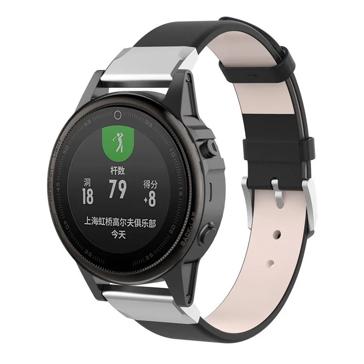 Краткая Подходящая Кожаная Замена Смарт-ремень Для Часов Для Garmin Fenix ​​7s / 6s / Fenix 5s - Чернить