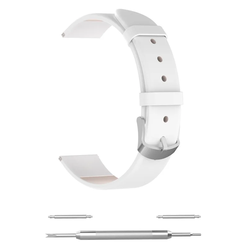 20mm Leather Band Smart Watch Strap for Samsung Galaxy Watch6 40mm / 44mm / Watch6 Classic 43mm /  47mm / Watch4 Classic 46mm 42mm / Galaxy Watch4 44mm 40mm / Galaxy Watch Active SM-R500NZKAXAC 40mm - White