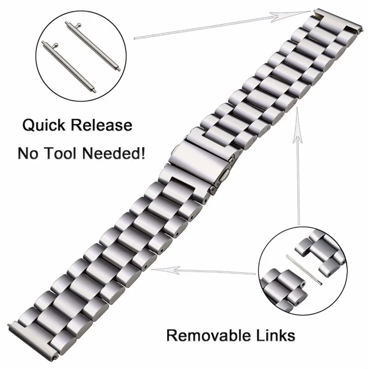 20mm Edelstahl-Armbanduhr-Band für Huawei Watch GT/GT2/Nokia Withings Steel Hr 40mm/Garmin Forerunner 245 Music/245/Garmin Venu/Polar Ignite 42mm