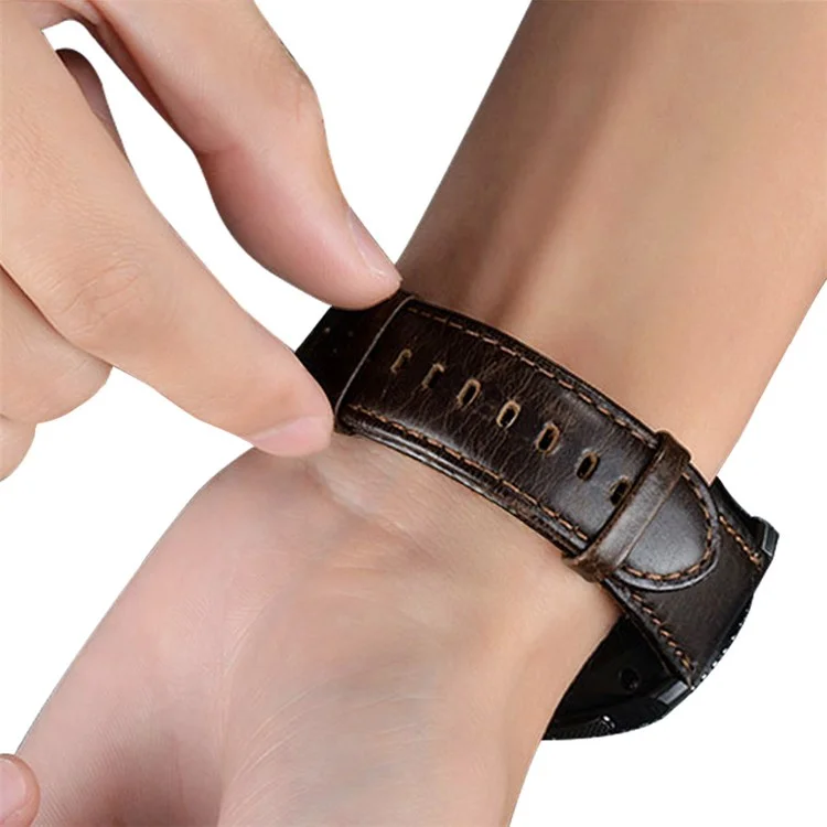 Leather Replacement Strap for Fossil Gen3 Q Explorist/Gen 2/Q Explorist Gen3/Q Explorist HR Gen4/Gen5 Carlyle HR/Julianna HR - Dark Brown