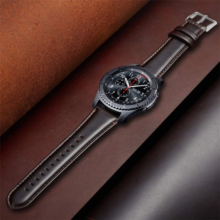 Leather Replacement Strap for Fossil Gen3 Q Explorist/Gen 2/Q Explorist Gen3/Q Explorist HR Gen4/Gen5 Carlyle HR/Julianna HR - Dark Brown