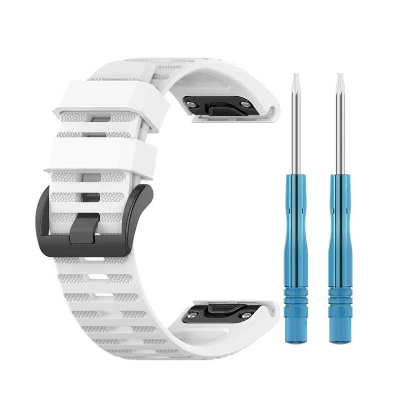 Rubber Smart Watch Band Replacement Strap [26mm Width] for Garmin Fenix 7X/Fenix 6x/5x - White