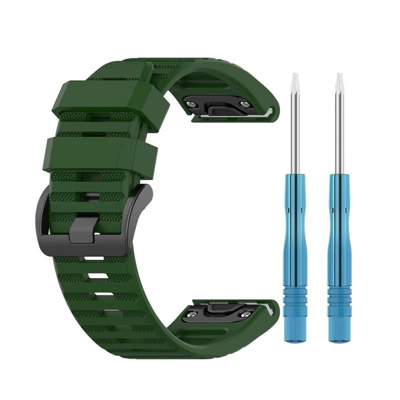 Rubber Smart Watch Band Replacement Strap [26mm Width] for Garmin Fenix 7X/Fenix 6x/5x - Army Green