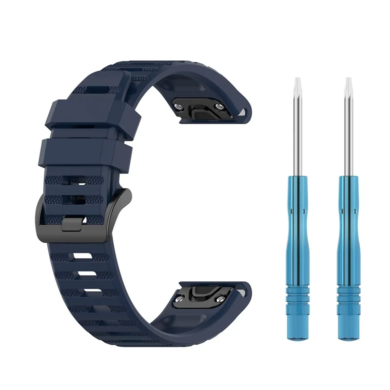 Rubber Smart Watch Replacement Band [22mm Width] for Garmin Fenix 6/5 - Dark Blue