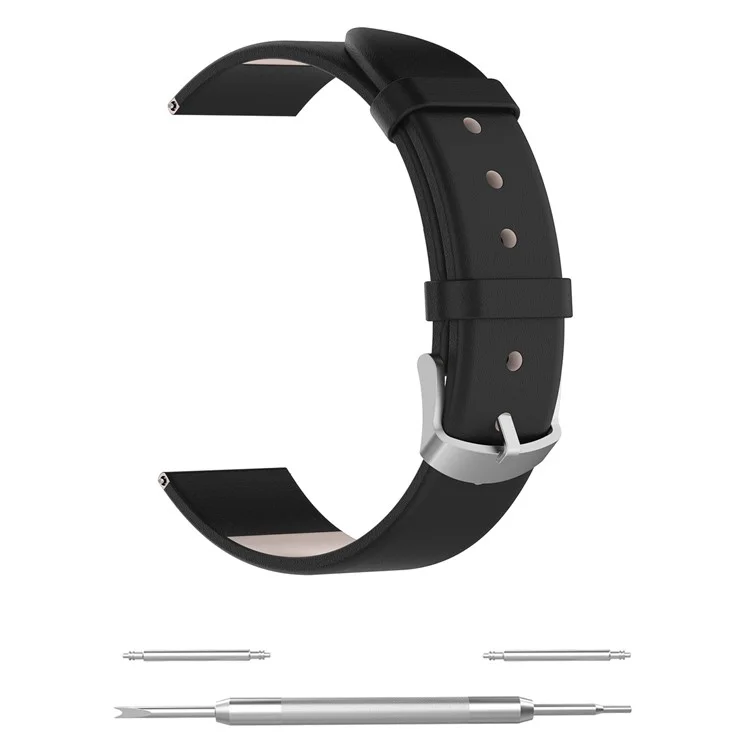 22mm Leather Watch Band Replacement Strap for Xiaomi Watch Color - Black