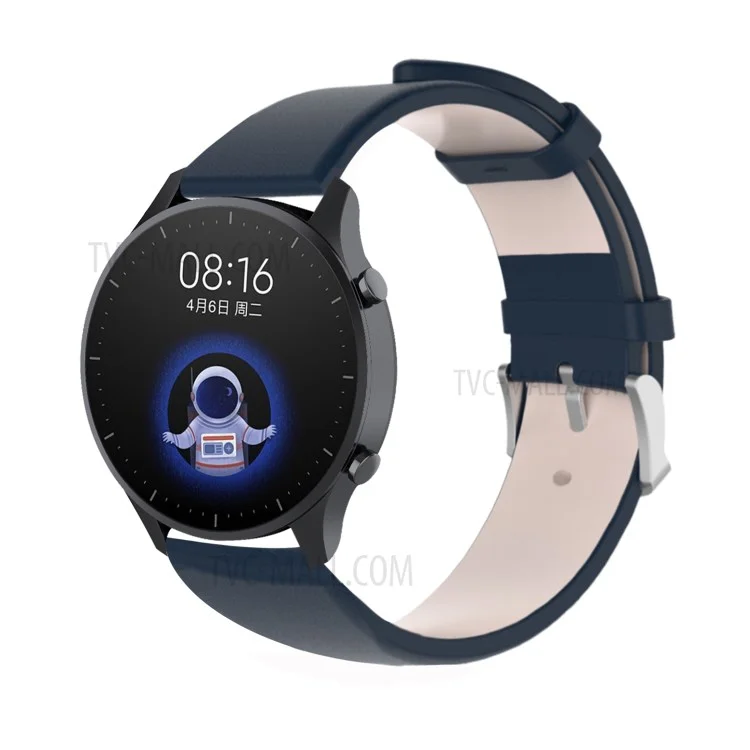 22mm Leather Watch Band Replacement Strap for Xiaomi Watch Color - Dark Blue