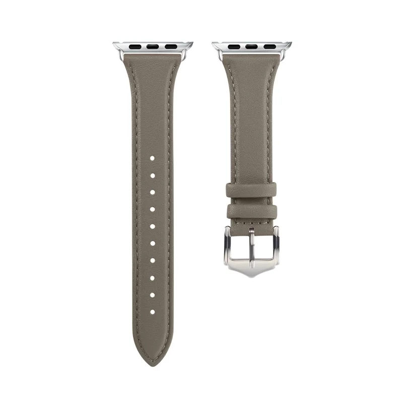 Genuine Leather Smart Watch Band Strap for Apple Watch Series 11 10 42mm / 9 8 7 41mm / SE3 SE2 SE 6 5 4 40mm / 3 2 1 38mm - Grey