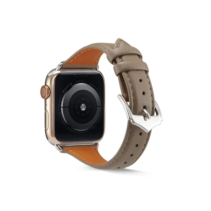 Genuine Leather Smart Watch Band Strap for Apple Watch Series 11 10 42mm / 9 8 7 41mm / SE3 SE2 SE 6 5 4 40mm / 3 2 1 38mm - Grey