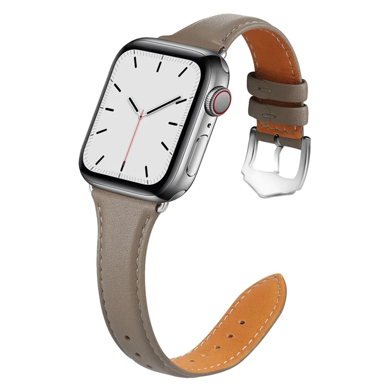 Genuine Leather Smart Watch Band Strap for Apple Watch Series 11 10 42mm / 9 8 7 41mm / SE3 SE2 SE 6 5 4 40mm / 3 2 1 38mm - Grey