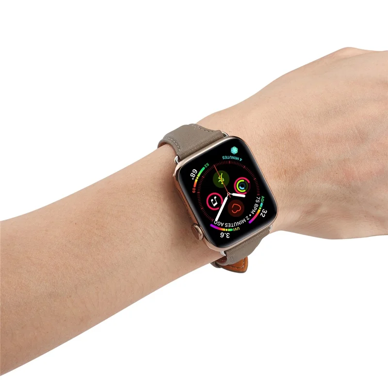 Genuine Leather Smart Watch Band Strap for Apple Watch Series 11 10 42mm / 9 8 7 41mm / SE3 SE2 SE 6 5 4 40mm / 3 2 1 38mm - Grey