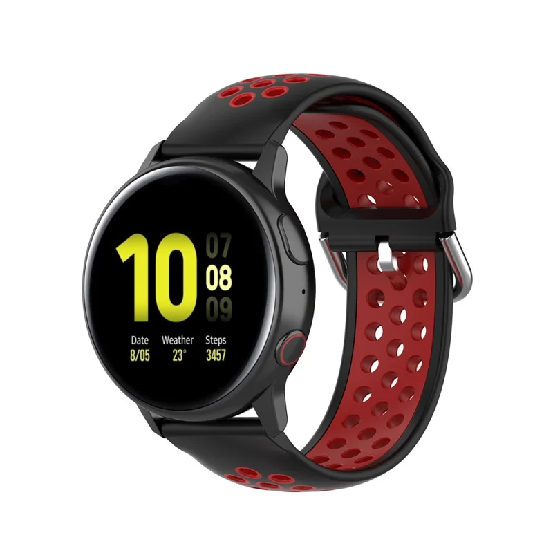 20mm Dual-color PC Replacement Smart Watchband for Samsung Galaxy Watch Active/Active2 - Black/Red