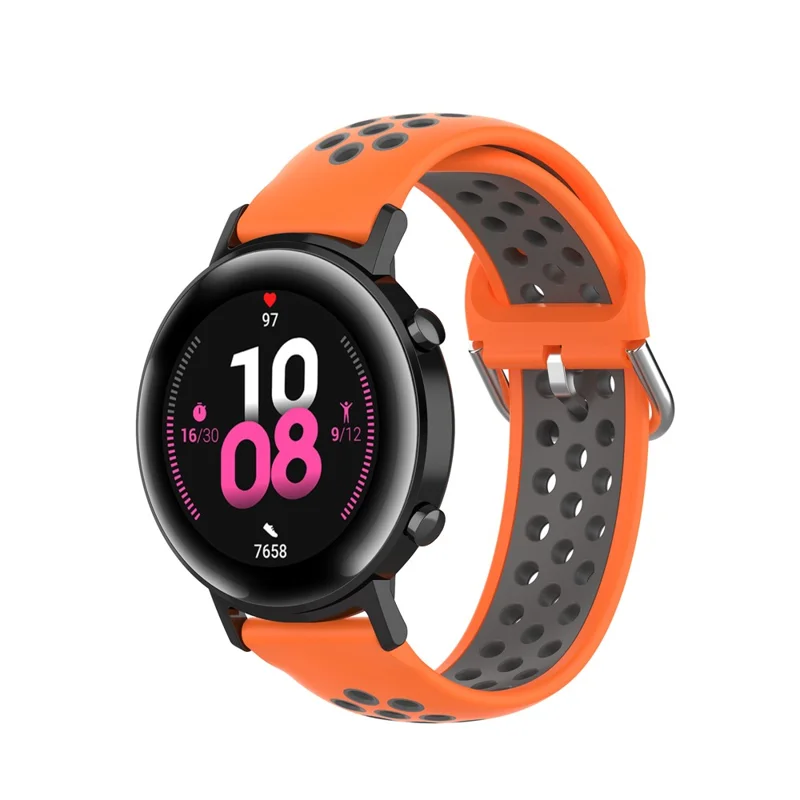 Dual-color PC Replacement Smart Watch Strap for Honor MagicWatch 2 42MM/Huawei Watch GT2 42MM - Orange/Grey
