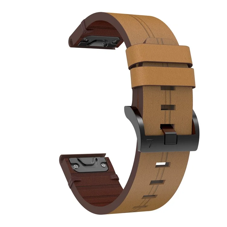 Genuine Leather Smart Watch Replacement Band for Garmin Fenix 6 - Brown