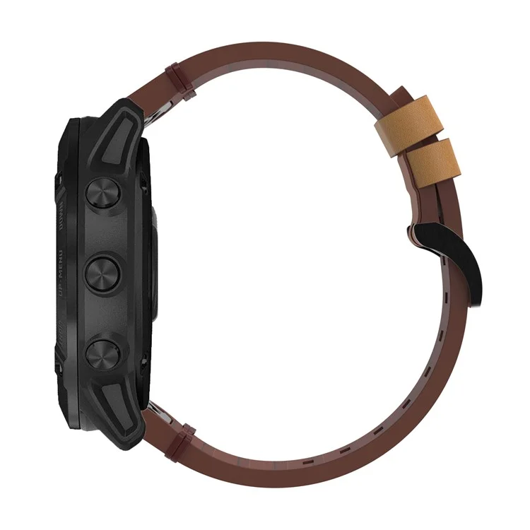 Genuine Leather Smart Watch Replacement Band for Garmin Fenix 6 - Brown