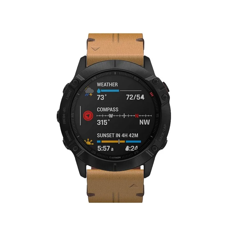 Bracelet de remplacement en cuir véritable pour montre connectée Garmin Fenix 6 - Marron