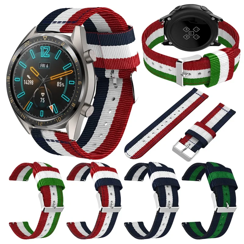 22mm Nylon Smart Watch Wrist Strap for Huawei Watch GT2e GT2 46mm - Dark Blue/Green