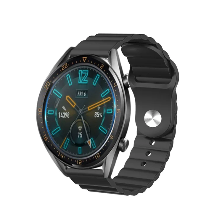 22mm Silikon-Multi-Loch-Silikon-Smart-Uhr-Armband Für Huawei-Uhr GT2E / GT2 46mm - Schwarz