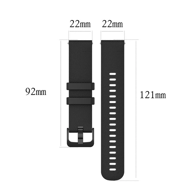 22mm Silicone Smart Watch Replacement Strap for Garmin Vivoactive 4 - Black