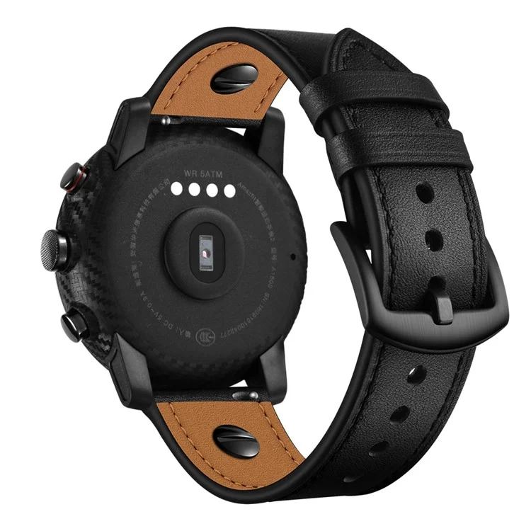 Remplacement de Bande de Montre en Cuir de 22 mm Pour la Montre Samsung Gear s3 / Galaxy Watch 46 mm Etc. - le Noir