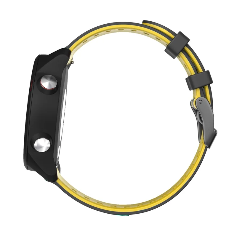 For Samsung Galaxy Watch4 44mm 40mm/Watch4 Classic 46mm 42mm/Gear S2/Garmin Forerunner 245 20mm Dual-color Silicone Smart Watch Band Replacement Strap (Black Buckle) - Black/Yellow