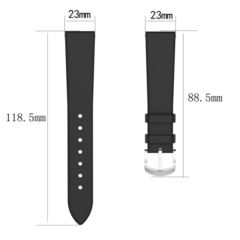 Leather Watch Replacement Strap 23mm for Fitbit Versa2 Versa Versa Lite - Black