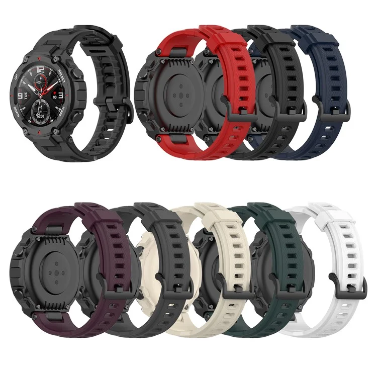 Silicone Watch Band Wrist Strap for Huami Amazfit T-Rex / Amazfit T-Rex Pro - Black