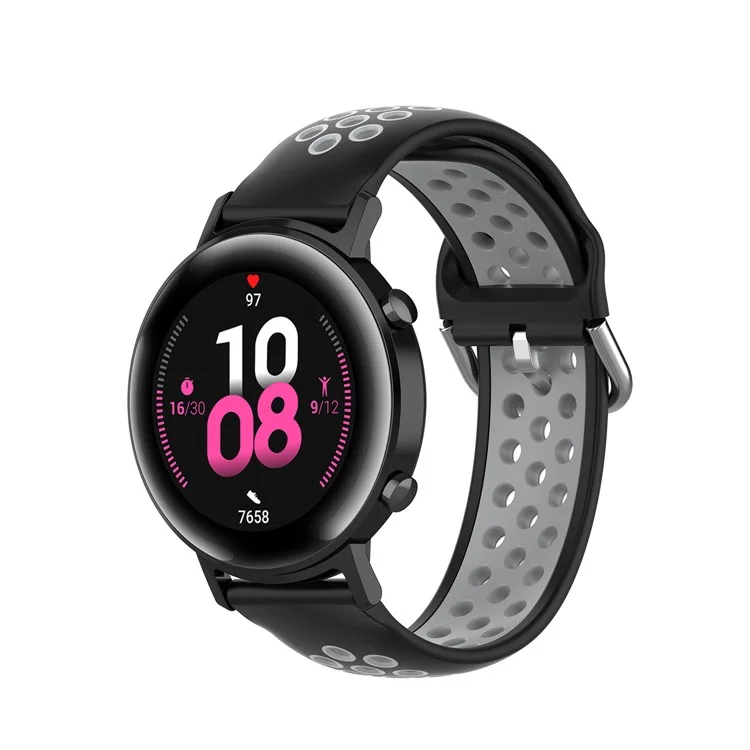 Bracelet de montre intelligente en silicone bicolore de 22 mm pour Huawei GT2e/GT/GT2 46MM - Noir/Gris