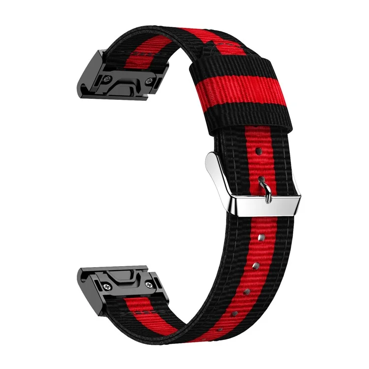 Nylon Watch Wrist Strap Replacement for Garmin Fenix 5X - Black / Red / Black