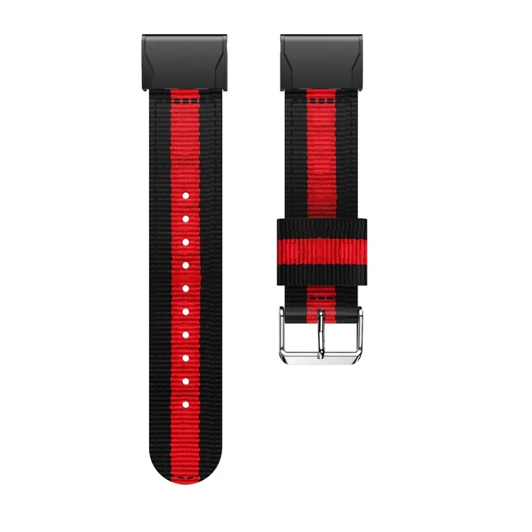 Nylon Watch Wrist Strap Replacement for Garmin Fenix 5X - Black / Red / Black